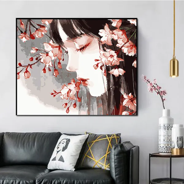 Diy 명화그리기 피포페인팅 꽃 연회 소녀 M + Set + 50 65