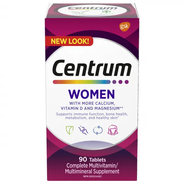 캐나다 내수용 100% 정품 센트룸(Centrum) 90정 250정 대용량 4종 50세이상 여성 / 50세이상 남성 / 성인 여성 / 성인 남성 종합 멀티비타민 캐나다 현지 직배송, 성인 여성 x 90정(3개월분)
