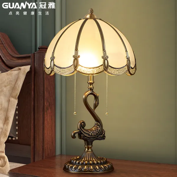 엔틱 스탠드 Retro full copper table light American pure copper bedroom bed creative warm luxury living room study villa -645274356695, Qing 고대 (3x2) 와트 따뜻한 빛당겨 와이어 스