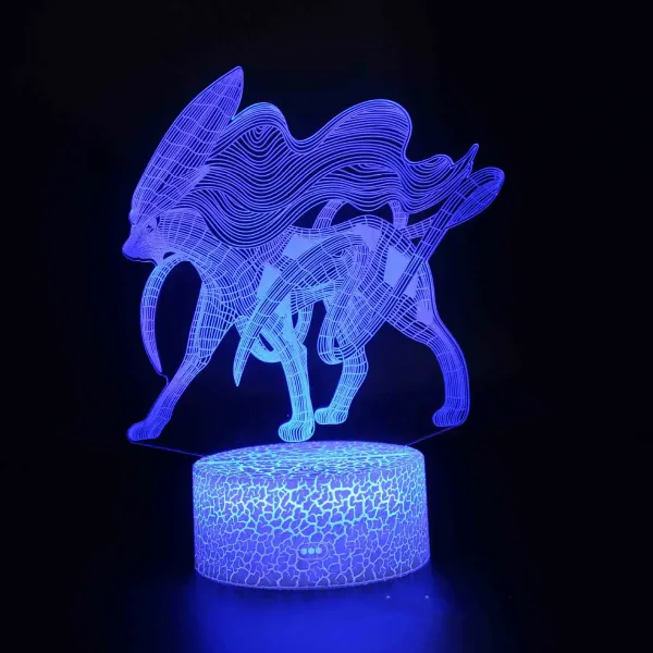해외직구 도시 3D 야간 조명 테이블 램프 전구 포켓몬 게임 만화 일본 루미나리아 피카츄 불바우르 에베어 USB LED 대기 키즈 토이, 7 Remote control_100, Blue