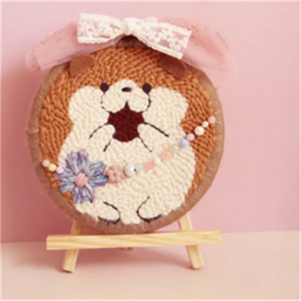 자수 diy 2406# 날아다니는 집들이 선물용 털실을 둘러보다수놓아 수놓아 비벼서 만들다. 뉴타임즈 Z, [띠 쥐] 스탬프 펜 + 삼각 대
