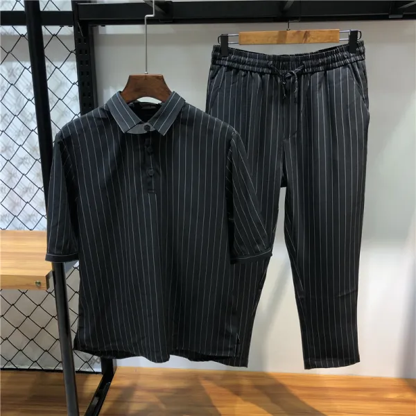 어서오이소 상의 너무 멋져 네 됐어 고궬 기성복 반들반죽함 부데님 남성 스타일리쉬 경량 반팔 긴바지