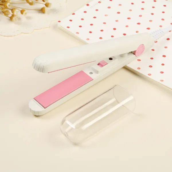 가람슬기 미니 숏 접기 보드판 여성 긴머리 투웨이 미혹 소형 앞머리 안 단추 롤 신기 스트레이트 클립보드 베이지 핑크 _단열 커버