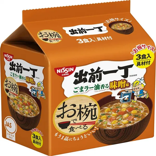 日清お椀で食べる出前一丁味噌3食パック108g×9袋 청일 그릇에서 먹는 요리 배달 일인분 된장 3 식 팩 108g × 9 봉지, 1