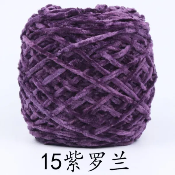 겨울 털실 손 뜨개실 직모 편편한 금실 털실단 로즈레드 편목 칼라 베이비 슬리퍼 굵고, 15바이올렛