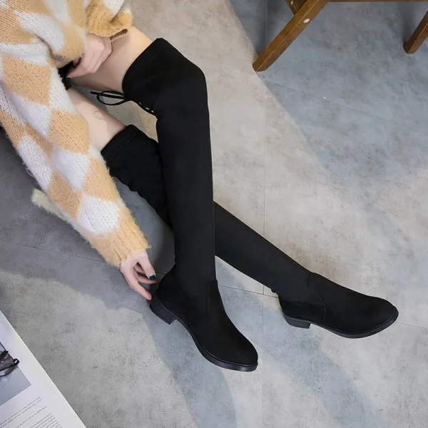 여성 니하이 부츠 빅 사이즈 부츠 4143 통굽롱부츠 가을겨울 통통배기