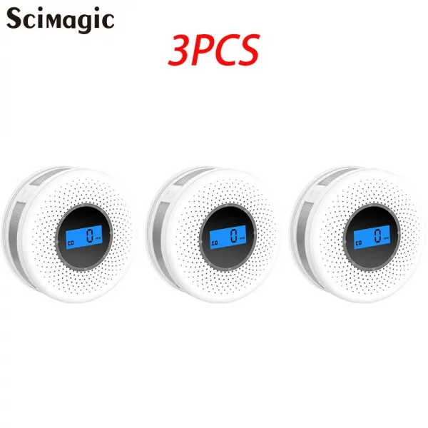 3PCS LCD 광전자 일산화탄소 홈 보안 경보 CO 가스 센서 검출기 고감도 독립성 경고|, 없음