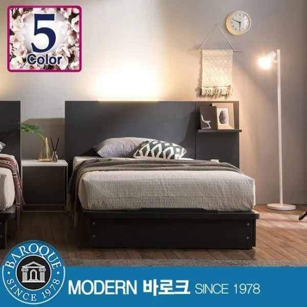 모던바로크 베니스 LED조명 SS 평상형침대+협탁/ Q5, 메이플