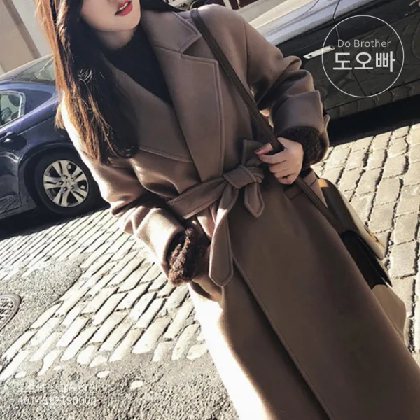 도오빠 여성 더블 코트 롱코트 빅사이즈 오버핏 루즈핏 여자코트 로브 가을 겨울 인기템 모직 심플 트렌치 20대 30대 패션 하객 데일리룩