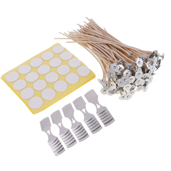 Stk100pcs 8 "캔들 위크 심지 스티커 \u0026 5pc 캔들 심지 센터링 장치