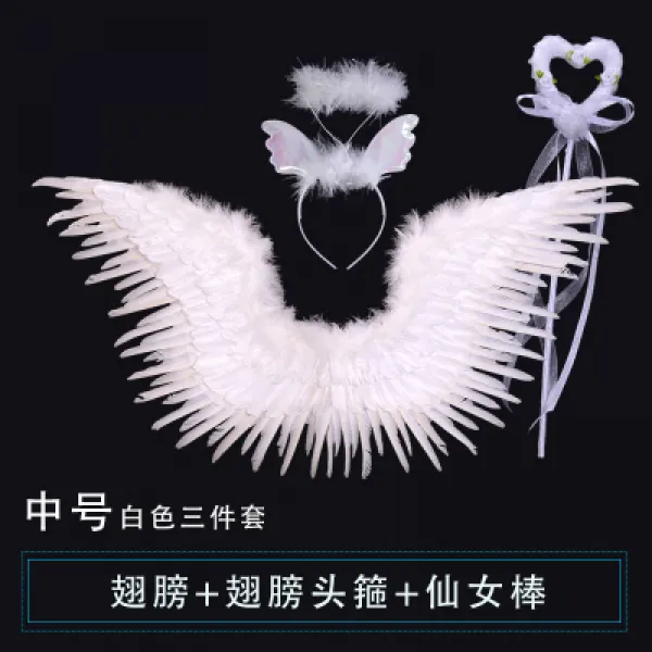 할로윈제품 뉴타입 모델 무대연주 깃털 날개 소품 절 할로윈데이 자동차전시 촬영 장식 T17 뉴타입 화이트 중간사이즈+날개 머리띠+봉