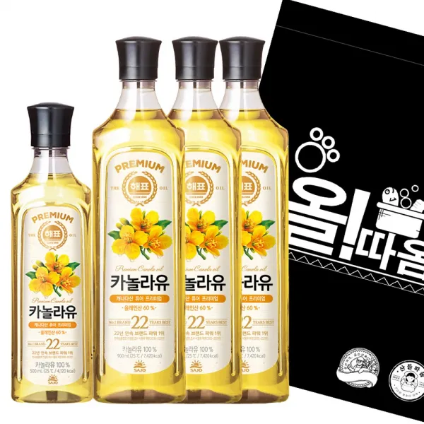 올따옴고급유 해표카놀라유900ml 3입+카놀라유500ml 1입, 올따옴 해표카놀라유900ml 3입+카놀라유500ml 1