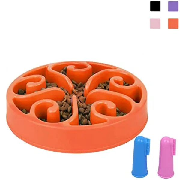 NMT Slow Feeder Maze Dog Bowl 질식 방지 소화 불량 대화 형 무독성 친환경 퍼즐 접시 나 [Orange] - P072107XGGBQDN2, Orange