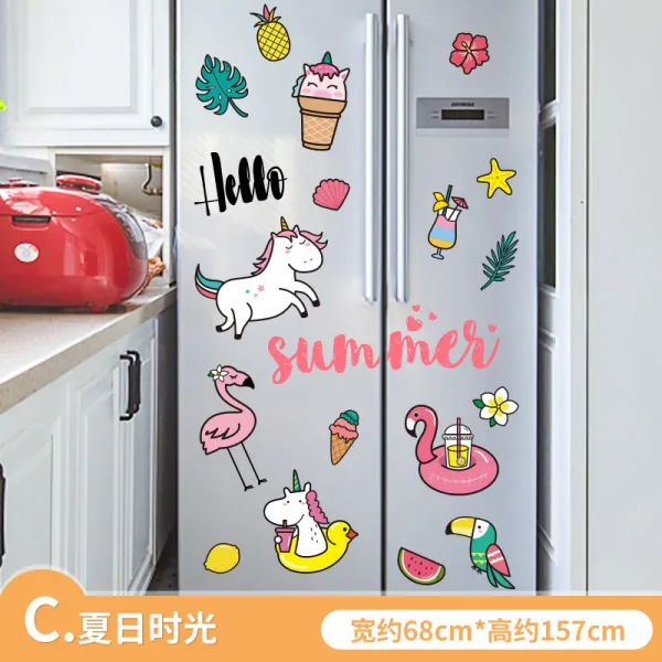 냉장고 애니메이션 벽 그림 구궁격 큐트 따르다 마음에 와 닿다 거실 가능 제거 인테리림 C타입 여름 시간