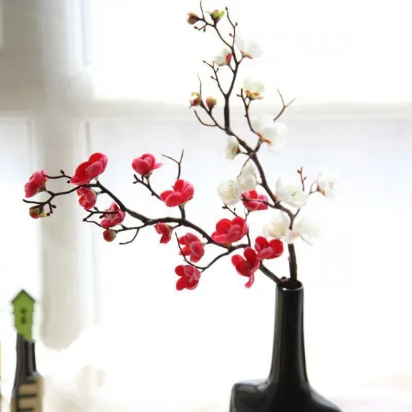 섣달 매화 거실에 큰 빨강 비단꽃 가짜 꽃 장식 건화 꽃담 3긴라이트 핑크