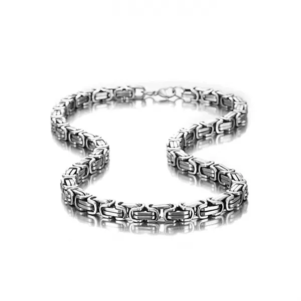Urban Jewelry 남성 스테인레스 스틸 목걸이 인상적인 메카닉 스타일 실버 체인 폭 8mm · 길이 53cm