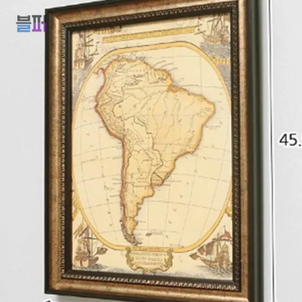 거실 탁자 앤틱 Map 인테리어 액자 남아메리카 탁상 벽걸이 틀 소형 세트 가족사진 우드