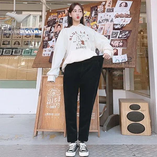 오키진 여성 푸잉 양털 밴딩 팬츠 쫀쫀 탄력 편해요 겨울