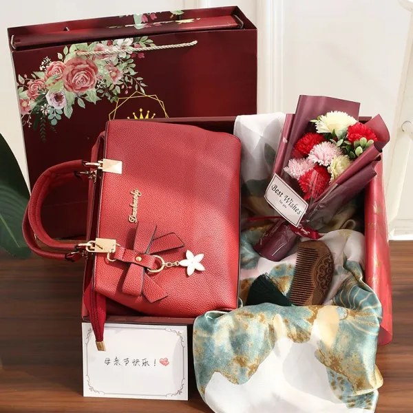 통큰 삼팔절 깜짝 놀라다 장모 시어머니 여성 사위 독창적 생일 새해 와인레드 색상 A쿡밥 크가방 연꽃