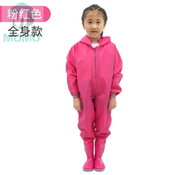 레인부츠 붙잡다 작살 낚시복 놀다 물놀이 멜빵 옷, C65 -핑크후드 전신 바지