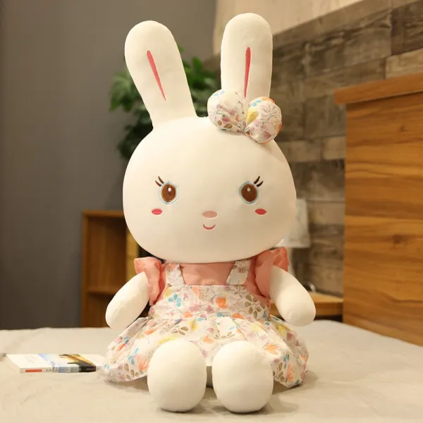 귀여운 꽃 공주 토끼 인형 봉제 장난감 흰 토끼 인형 인형 잠자는 베개 인형 분홍 60 센치 메터cm