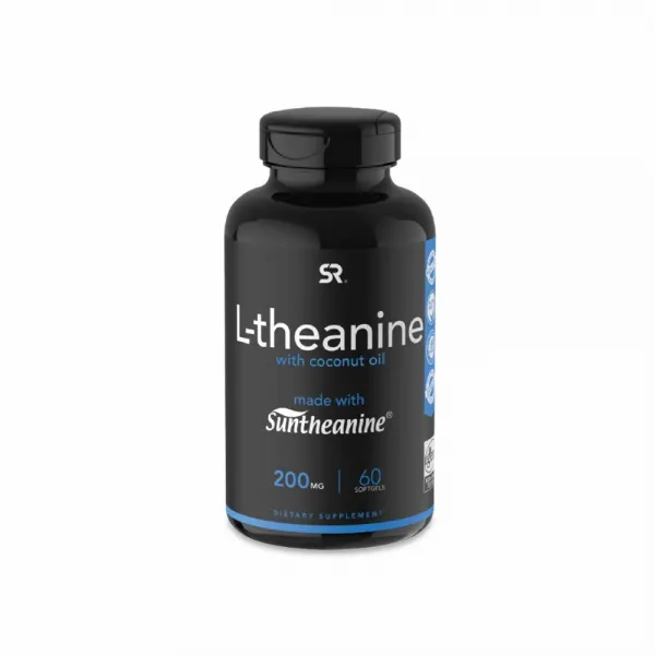 SR L-Theanine 스포츠리서치 엘테아닌 코코넛 오일 함유 뇌파증가 긴장완화 스트레스 감소 200mg 60정, 1개, 기본