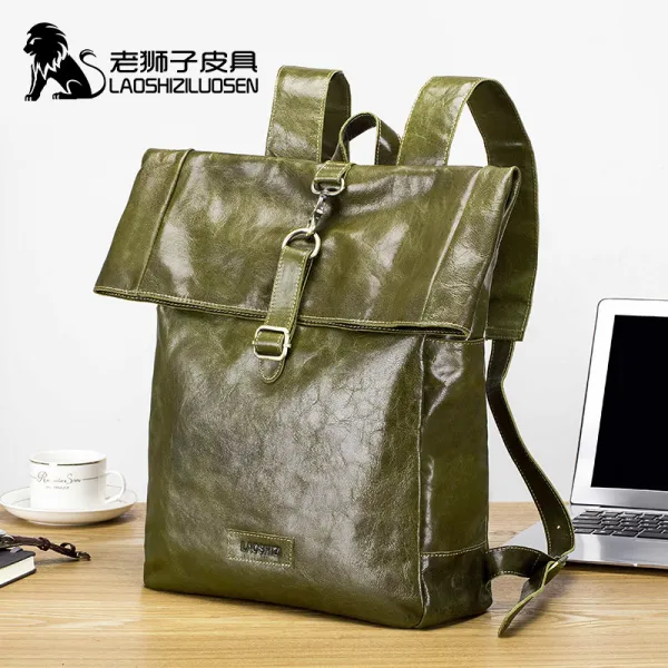 Tennmall 진짜가죽세련된대용량배낭최상층가죽여행가방남자비즈니스노트북가방