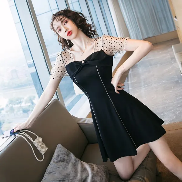 본바람 봉기 망사 리본 프렌치 미디 원피스 여름 미니스커트 해가 새