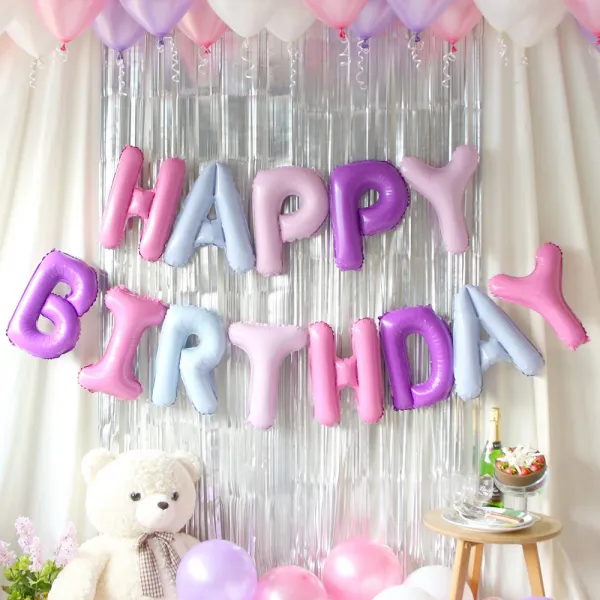 파티해알파벳은박풍선세트 Happy Birthday 파스텔