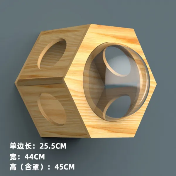 DIY 원목 벽걸이 캣타워 고양이 구름다리 선반 캣워커, 우주 육각형 둥지개