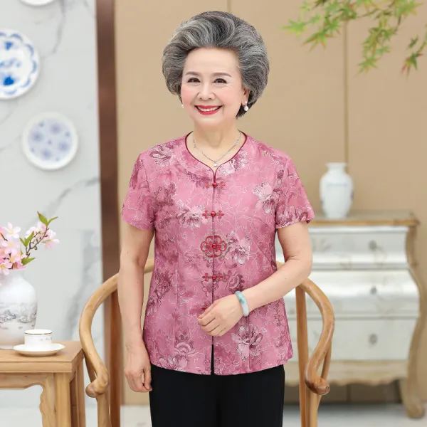 노인 하복녀 70세 할머니 여름 반팔 셔츠 부인 반팔 옷 서양식 시어머니 자수 저고리