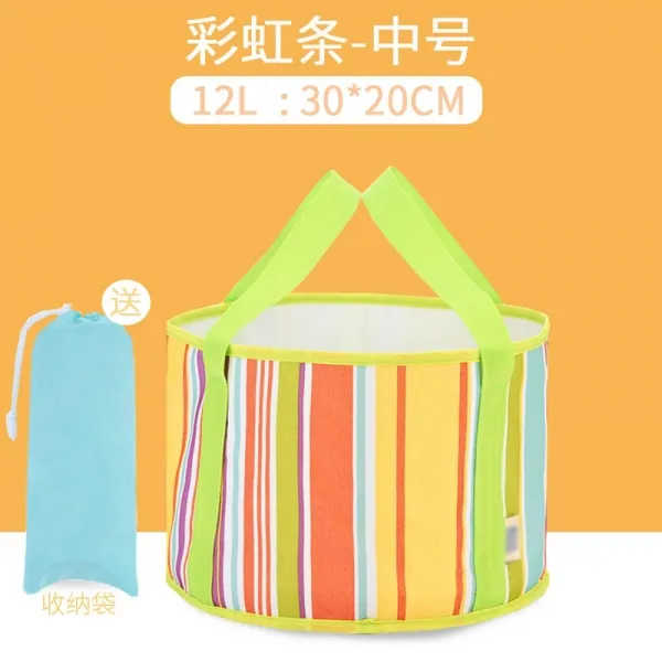 Apr.22 224번 휴대용 접이식 물대야 여행용 발주머니 라지 세탁대 세면대 스몰 여행 발물통Z, 미 디 엄. - 레 인보 우 스 트 립 업그레이드.