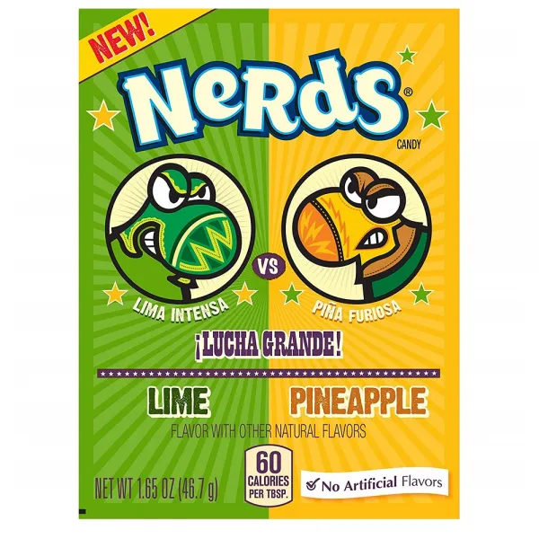 Nerds 너즈 Lime and Pineapple Candy 사랑방캔디 2플레이버 캔디 1.65oz(46g) 24팩, 1세트, .g