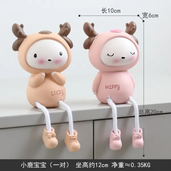베베미소 인테리어 INS 무드 노르딕 인싸템 맹물 큐트 펜던트 펀텐트 인형 독창적 칸막이보드 침실 방 엔틱한디자인, 어린사슴  （한쌍 ）