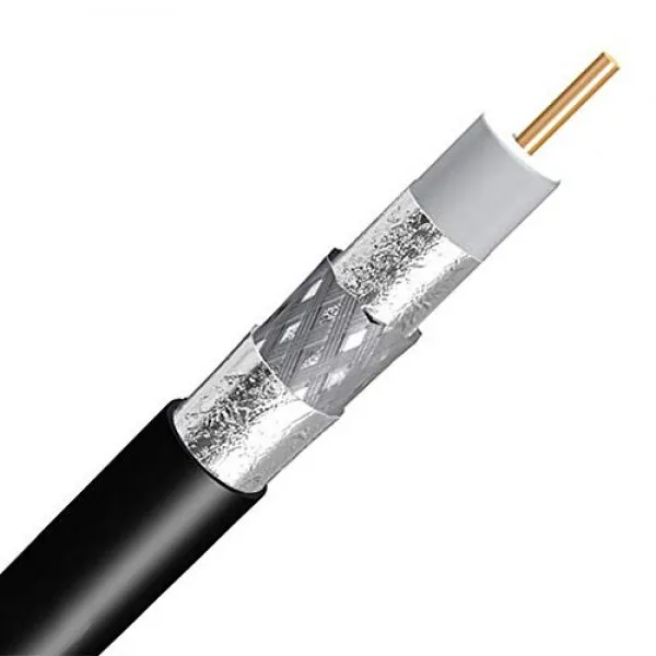 1000ft 검정 TRI 실드 직접 매설 RG-6 동축 케이블 18AWG 솔리드 코어 젤 꼰 UL ETL 정격 지하 매설 침수 오디오 / 비디오, 단일상품