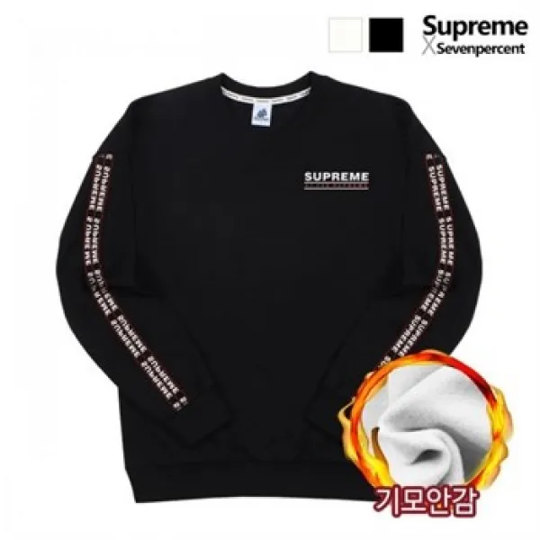 세븐퍼센트 기모 오버핏맨투맨 레드라인