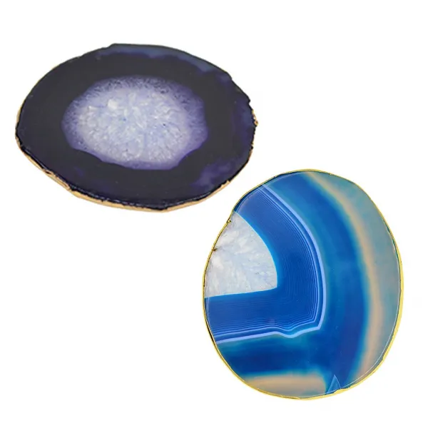 QDY 혼합 2x를 만드는 60-80mm 금 가장자리 마노 석영 수정 같은 조각 연안 무역선 보석, 없음