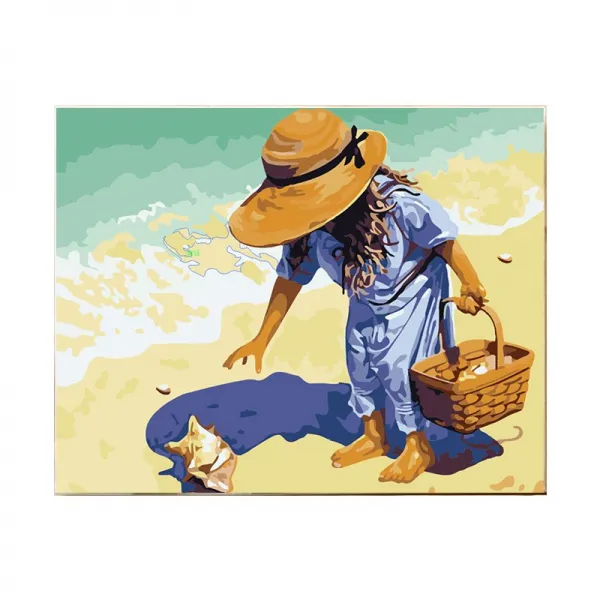 HY DIY 색을 메우다 유화 풍경 자기 그림 장식화 인물화 선물 홈스쿨링 미술놀이 AL 40*50cm+무료 배송 +사은품증정, 6267해변 모래사장