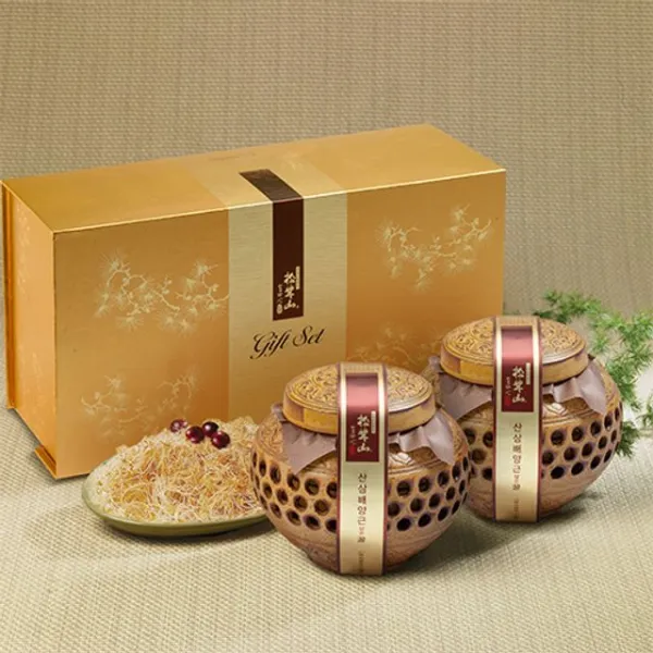 8월출시제품 (양양) 산(山)꿀 산삼배양근 담은꿀(도자기) 600gx2-45C46F, 1