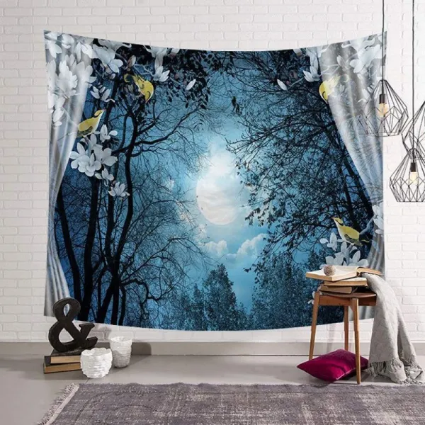 태피스트리 세련된 인테리어 잡화 벽걸이 가상 임시 창밖 세상 커튼 해방감 풍경화 벽 장식 북유럽 창문