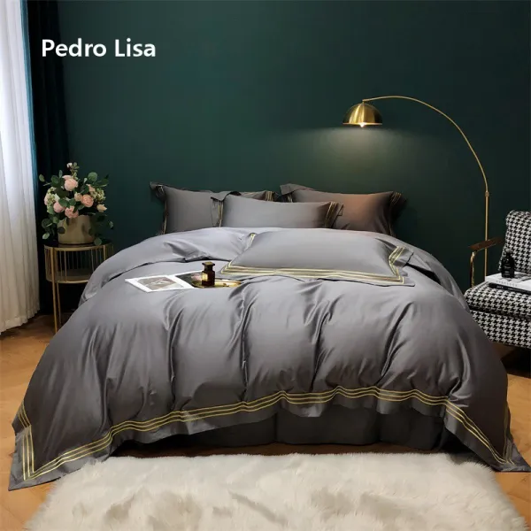 PEDROLISA 솔리드 무지 120 즈 플러시벨벳 면 4종 자수 호텔풍, PedroLisa- 먹장구름재