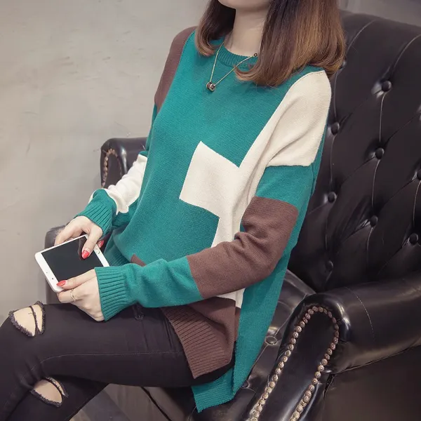 올가을 빅 사이즈 여자 뚱뚱 동생 니트 스타일링 슬림해 보이는 긴팔 이너 스웨터