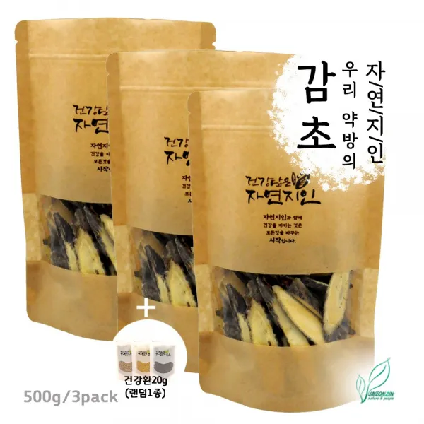 자연지인 감초 중국산, 3팩, 500g
