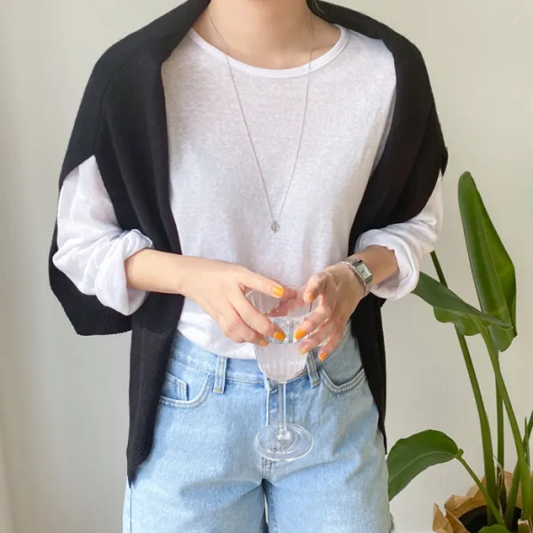 아모르데이 여성용 뉴디케이프 자체제작 나그랑소매 밑단 고무단 데일리 니트 케이프