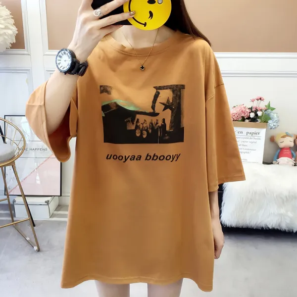 SIMKUNG 심쿵마켓 빅사이즈 오버핏 데일리 프린트 반팔 티셔츠