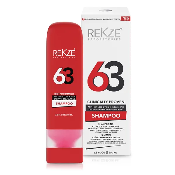rekze 63 샴푸 임상적으로 증명 를 머리 비후 성장 & anti-hair 손실 간벌 머리 dht 블로커 멀어지다 금 패턴 baldness/alopecia