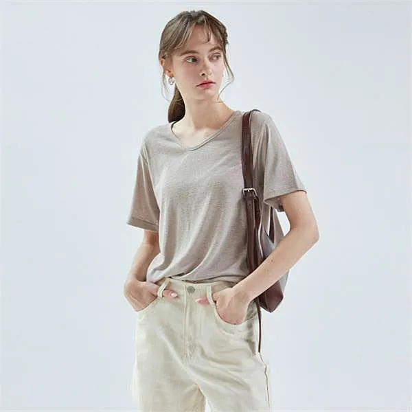 닉앤니콜 7월3일금 예약발송 닉앤니콜 NATURAL LINEN HALF TEE_MOCHA (5629155)