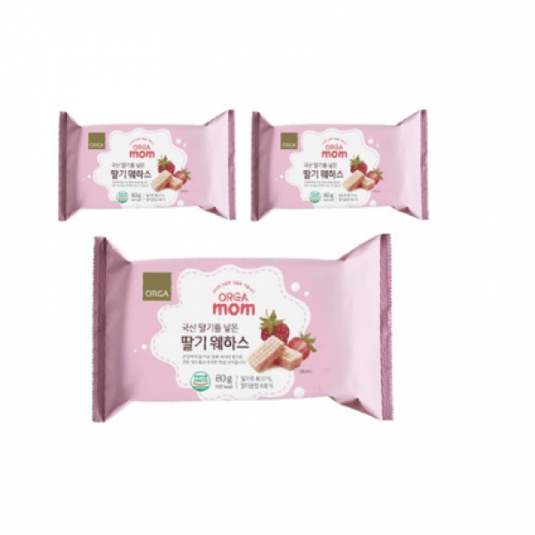 올가홀푸드 mom 딸기 웨하스 80g, 21개, 딸기맛