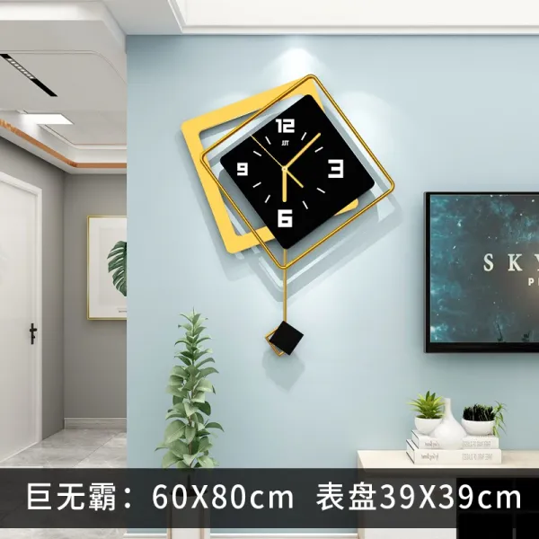 Apr.16 43번 핸즈프리 크리에이터 핸즈프리 벽시계 현대식 경구주의 장식 시계 심플 북유럽 거실Z, 회전 교접 우아 블랙 빅 맥 -- 80 * 60cm