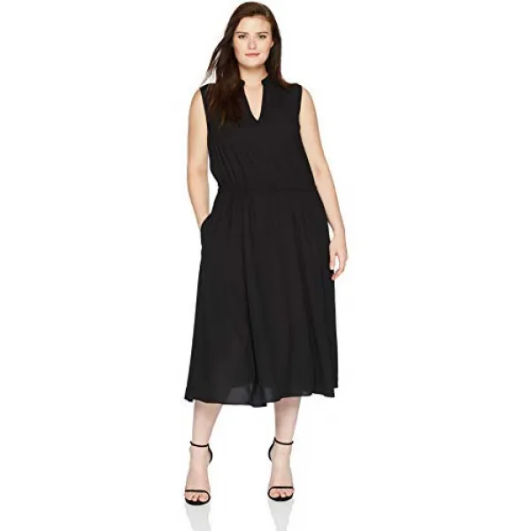 Anne Klein Womens Size Plus Drawstring Midi Dress